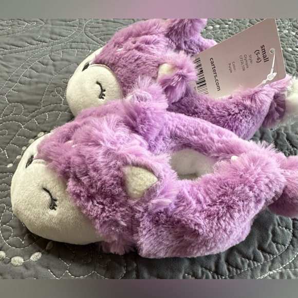 Carters Toddler Purple Olympia Fox Slippers NWT Size 5/6 Toddler - Picture 7 of 8